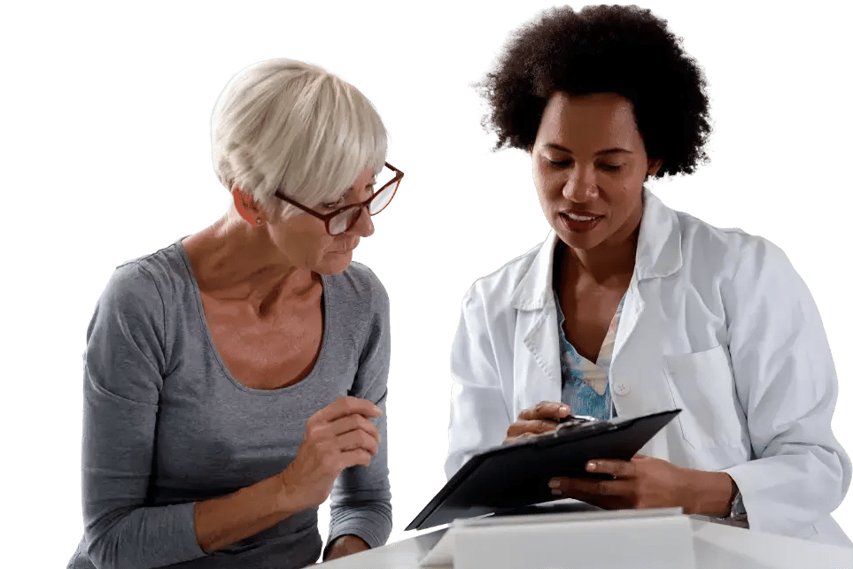 A doctor and patient discussing medical results.