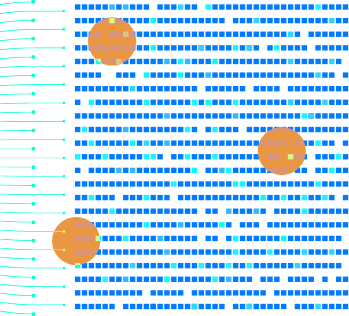 An abstract graphic  representing data and AI-driven analytics.