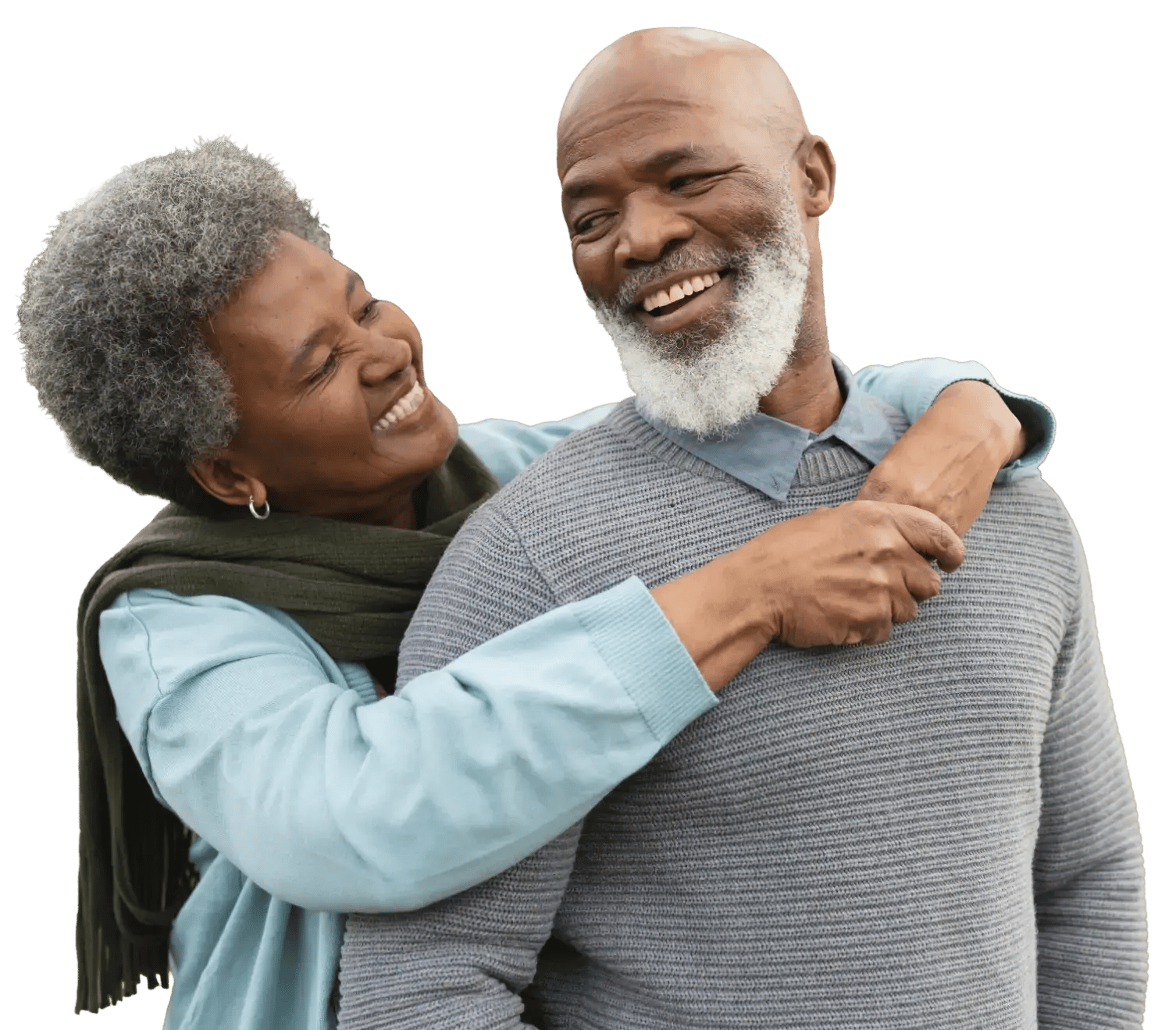 A happy senior couple at a park.